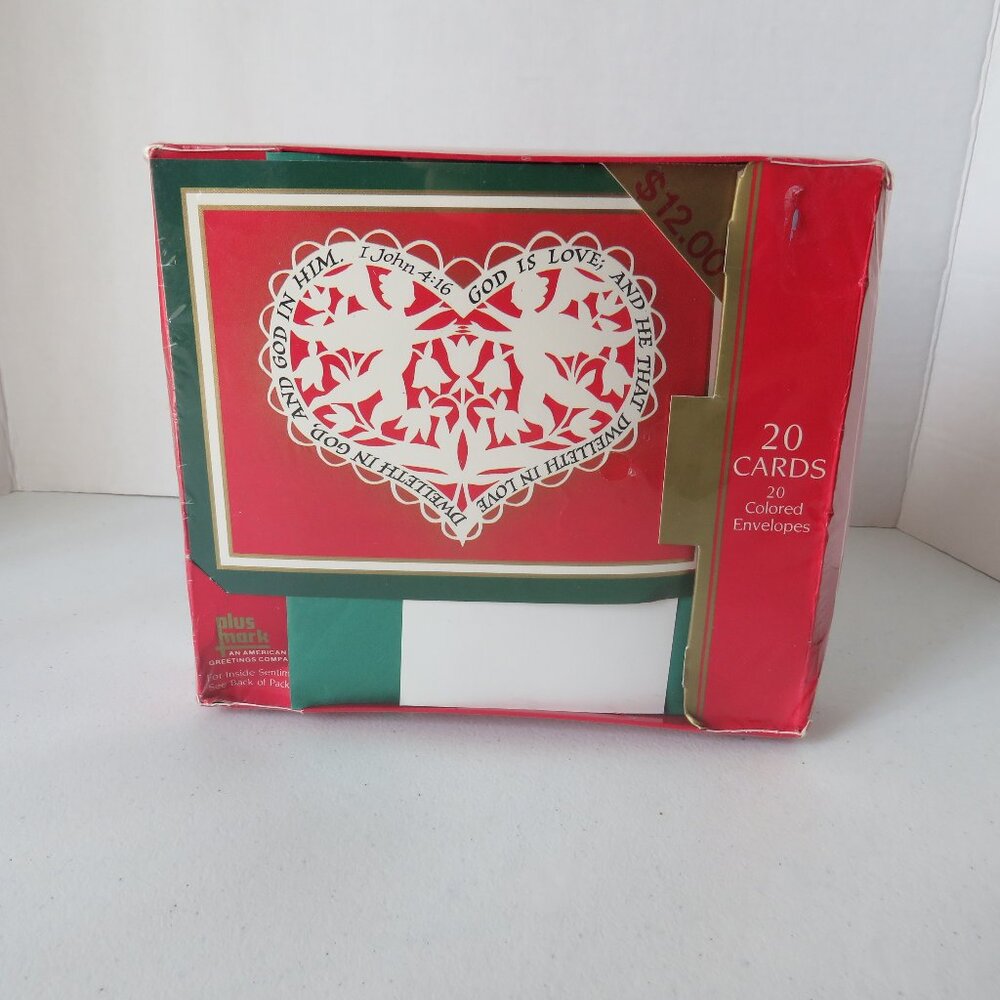 God is Love Plus Mark Vintage Set of 20 Greeting Cards and 20 Colored Envelopes
